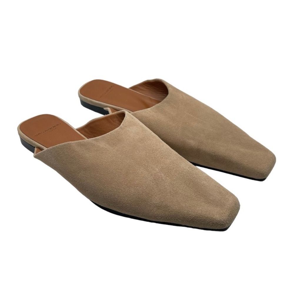Vagabond Suede Mules Women's Size 37 EU‎ Cream Beige Square Toe Flats Wioletta